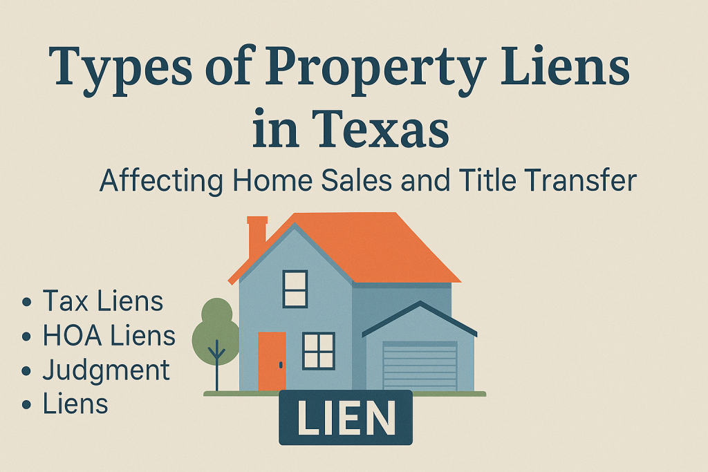 types of property liens in Texas affecting home sales and title transfer
